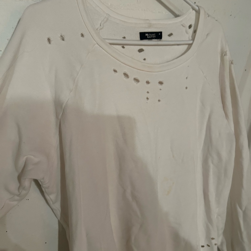 Michael Lauren white Distressed Sweatshirt